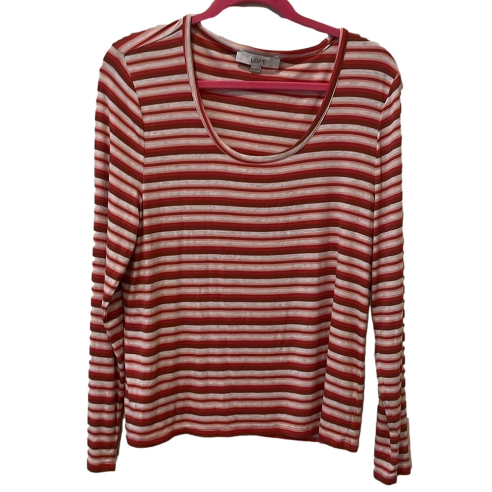 Loft pink/cream stripe top, XL 🔵